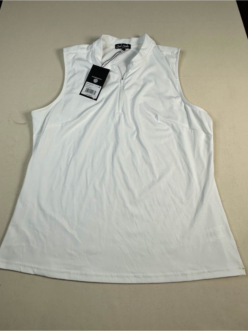Bad Birdie White Sleeveless Zip Mock Neck Tank XL